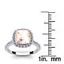 3-1/2 Carat Cushion Cut Morganite and Halo Diamond Ring In 14K White Gold Image-5