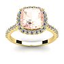 3-1/2 Carat Cushion Cut Morganite and Halo Diamond Ring In 14K Yellow Gold Image-1