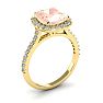 3-1/2 Carat Cushion Cut Morganite and Halo Diamond Ring In 14K Yellow Gold Image-2