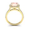 3-1/2 Carat Cushion Cut Morganite and Halo Diamond Ring In 14K Yellow Gold Image-3
