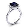 3 1/2 Carat Cushion Cut Sapphire and Halo Diamond Ring In 14K White Gold Image-2