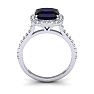 3 1/2 Carat Cushion Cut Sapphire and Halo Diamond Ring In 14K White Gold Image-3