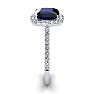 3 1/2 Carat Cushion Cut Sapphire and Halo Diamond Ring In 14K White Gold Image-4