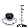3 1/2 Carat Cushion Cut Sapphire and Halo Diamond Ring In 14K White Gold Image-5
