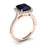 3 1/2 Carat Cushion Cut Sapphire and Halo Diamond Ring In 14K Rose Gold Image-2