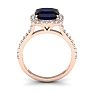 3 1/2 Carat Cushion Cut Sapphire and Halo Diamond Ring In 14K Rose Gold Image-3
