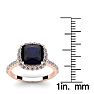 3 1/2 Carat Cushion Cut Sapphire and Halo Diamond Ring In 14K Rose Gold Image-5