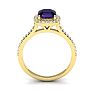 1 Carat Cushion Cut Amethyst and Halo Diamond Ring In 14K Yellow Gold Image-3
