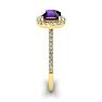 1 Carat Cushion Cut Amethyst and Halo Diamond Ring In 14K Yellow Gold Image-4