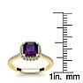 1 Carat Cushion Cut Amethyst and Halo Diamond Ring In 14K Yellow Gold Image-5