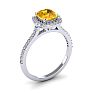 1 Carat Cushion Cut Citrine and Halo Diamond Ring In 14K White Gold Image-2
