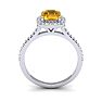 1 Carat Cushion Cut Citrine and Halo Diamond Ring In 14K White Gold Image-3