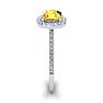 1 Carat Cushion Cut Citrine and Halo Diamond Ring In 14K White Gold Image-4