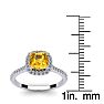 1 Carat Cushion Cut Citrine and Halo Diamond Ring In 14K White Gold Image-5