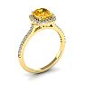1 Carat Cushion Cut Citrine and Halo Diamond Ring In 14K Yellow Gold Image-2