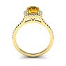 1 Carat Cushion Cut Citrine and Halo Diamond Ring In 14K Yellow Gold Image-3