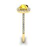 1 Carat Cushion Cut Citrine and Halo Diamond Ring In 14K Yellow Gold Image-4