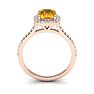 1 Carat Cushion Cut Citrine and Halo Diamond Ring In 14K Rose Gold Image-3