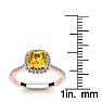 1 Carat Cushion Cut Citrine and Halo Diamond Ring In 14K Rose Gold Image-5