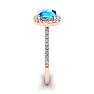 1 1/2 Carat Cushion Cut Blue Topaz and Halo Diamond Ring In 14K Rose Gold Image-4