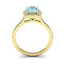 Aquamarine Ring: Aquamarine Jewelry: 1 Carat Cushion Cut Aquamarine and Halo Diamond Ring In 14K Yellow Gold Image-3