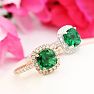 1 1/2 Carat Cushion Cut Created Emerald and Halo Diamond Ring In 14K Yellow Gold Image-3