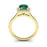 1 1/2 Carat Cushion Cut Created Emerald and Halo Diamond Ring In 14K Yellow Gold Image-4