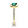 1 1/2 Carat Cushion Cut Created Emerald and Halo Diamond Ring In 14K Yellow Gold Image-5