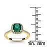 1 1/2 Carat Cushion Cut Created Emerald and Halo Diamond Ring In 14K Yellow Gold Image-6