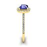 1 1/3 Carat Cushion Cut Tanzanite and Halo Diamond Ring In 14K Yellow Gold Image-4