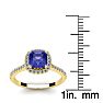 1 1/3 Carat Cushion Cut Tanzanite and Halo Diamond Ring In 14K Yellow Gold Image-5