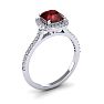 Garnet Ring: Garnet Jewelry: 1 1/2 Carat Cushion Cut Garnet and Halo Diamond Ring In 14K White Gold Image-2