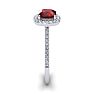 Garnet Ring: Garnet Jewelry: 1 1/2 Carat Cushion Cut Garnet and Halo Diamond Ring In 14K White Gold Image-4