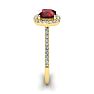 Garnet Ring: Garnet Jewelry: 1 1/2 Carat Cushion Cut Garnet and Halo Diamond Ring In 14K Yellow Gold Image-4
