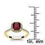 Garnet Ring: Garnet Jewelry: 1 1/2 Carat Cushion Cut Garnet and Halo Diamond Ring In 14K Yellow Gold Image-5