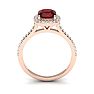 Garnet Ring: Garnet Jewelry: 1 1/2 Carat Cushion Cut Garnet and Halo Diamond Ring In 14K Rose Gold Image-3