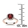 Garnet Ring: Garnet Jewelry: 1 1/2 Carat Cushion Cut Garnet and Halo Diamond Ring In 14K Rose Gold Image-5
