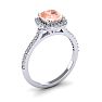 1-1/4 Carat Cushion Cut Morganite and Halo Diamond Ring In 14K White Gold Image-2