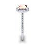 1-1/4 Carat Cushion Cut Morganite and Halo Diamond Ring In 14K White Gold Image-4