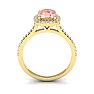 1-1/4 Carat Cushion Cut Morganite and Halo Diamond Ring In 14K Yellow Gold Image-3