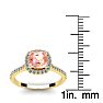 1-1/4 Carat Cushion Cut Morganite and Halo Diamond Ring In 14K Yellow Gold Image-5