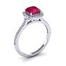 1 3/4 Carat Cushion Cut Ruby and Halo Diamond Ring In 14K White Gold Image-2