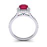 1 3/4 Carat Cushion Cut Ruby and Halo Diamond Ring In 14K White Gold Image-3