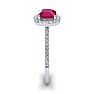 1 3/4 Carat Cushion Cut Ruby and Halo Diamond Ring In 14K White Gold Image-4