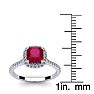 1 3/4 Carat Cushion Cut Ruby and Halo Diamond Ring In 14K White Gold Image-5
