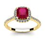 1 3/4 Carat Cushion Cut Ruby and Halo Diamond Ring In 14K Yellow Gold Image-1