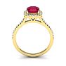 1 3/4 Carat Cushion Cut Ruby and Halo Diamond Ring In 14K Yellow Gold Image-3