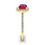 1 3/4 Carat Cushion Cut Ruby and Halo Diamond Ring In 14K Yellow Gold Image-4