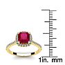1 3/4 Carat Cushion Cut Ruby and Halo Diamond Ring In 14K Yellow Gold Image-5