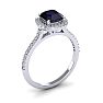 1 1/2 Carat Cushion Cut Sapphire and Halo Diamond Ring In 14K White Gold Image-2